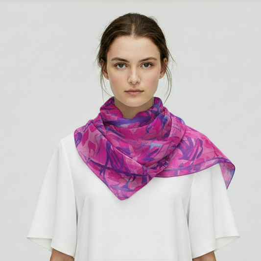 Fuchsia: Large, Silk-Chiffon Scarves"""