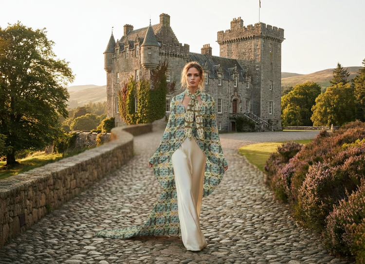 Tartan Hydrangea Buidhe: The Extra Large Scarf