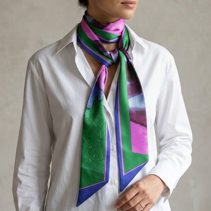 Navy Bloom: Versatile Scarf