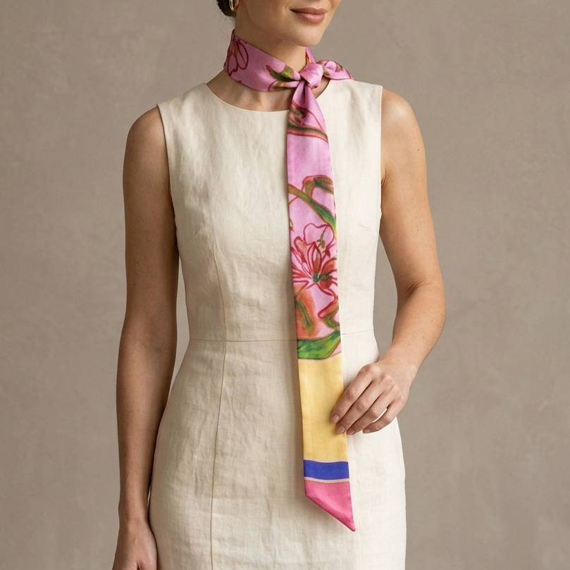 Magenta Bloom: Skinny Scarf