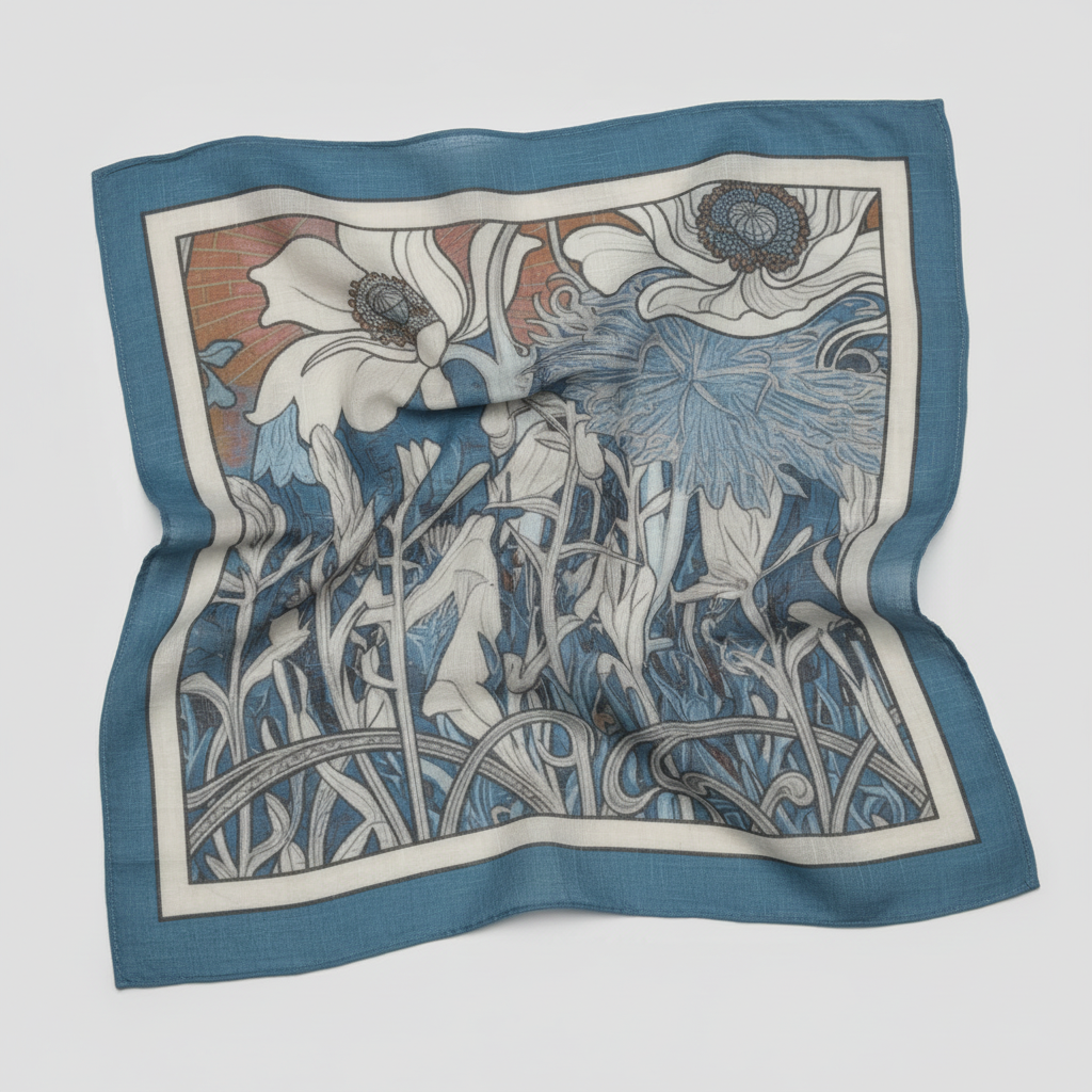Sky Blue Nouveau: Square Scarf