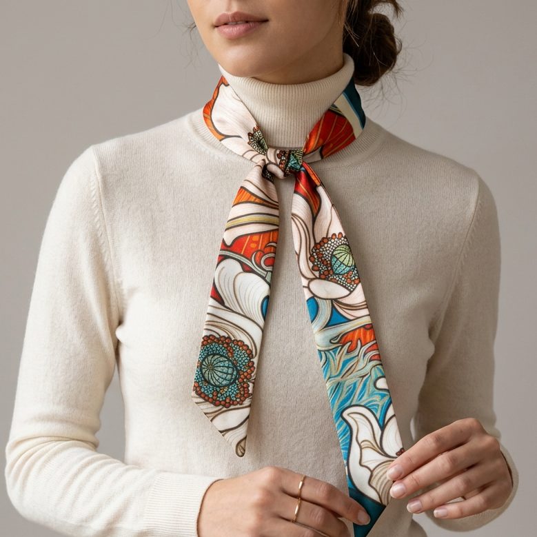 Nouveau Teal: Skinny Scarf