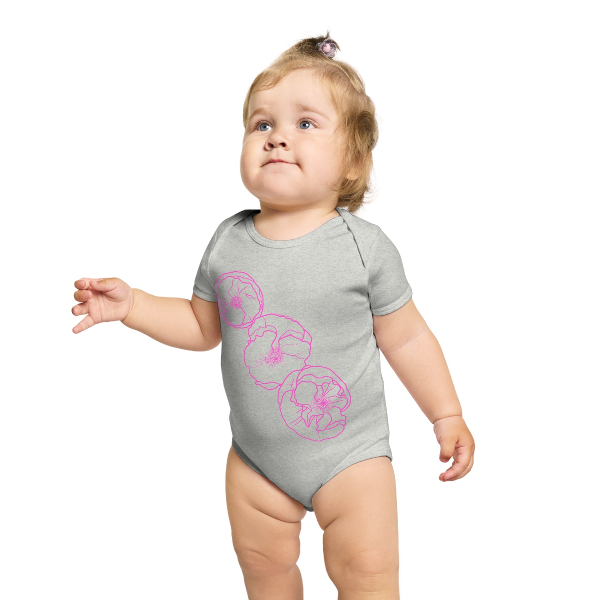 Pink Poppies: Short Sleeve Baby Bodysuit