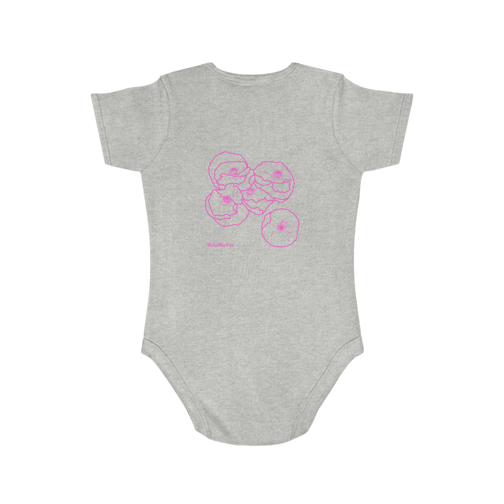 Pink Poppies: Short Sleeve Baby Bodysuit
