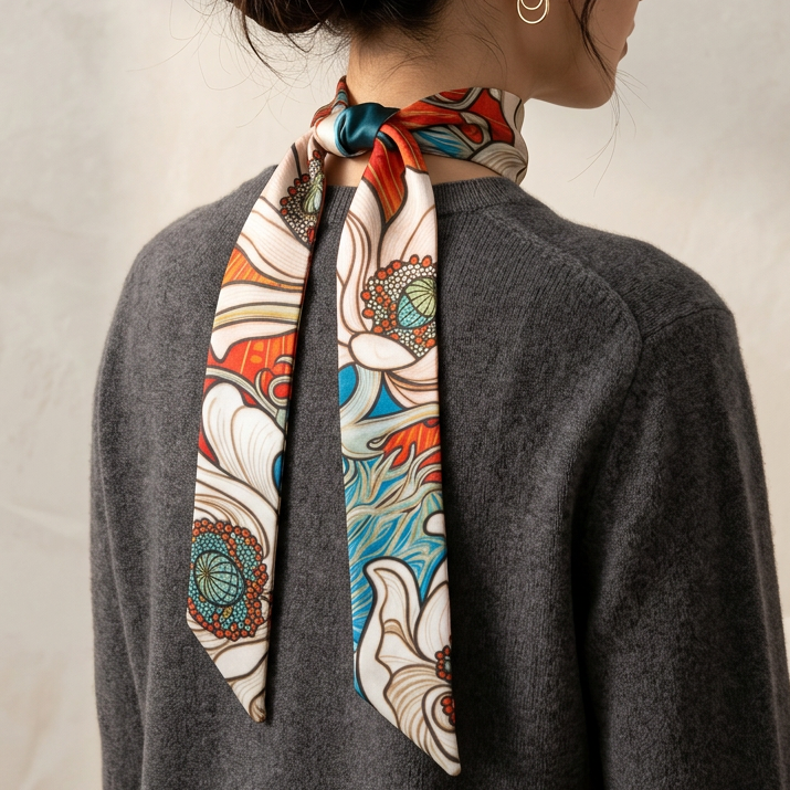 Nouveau Teal: Skinny Scarf
