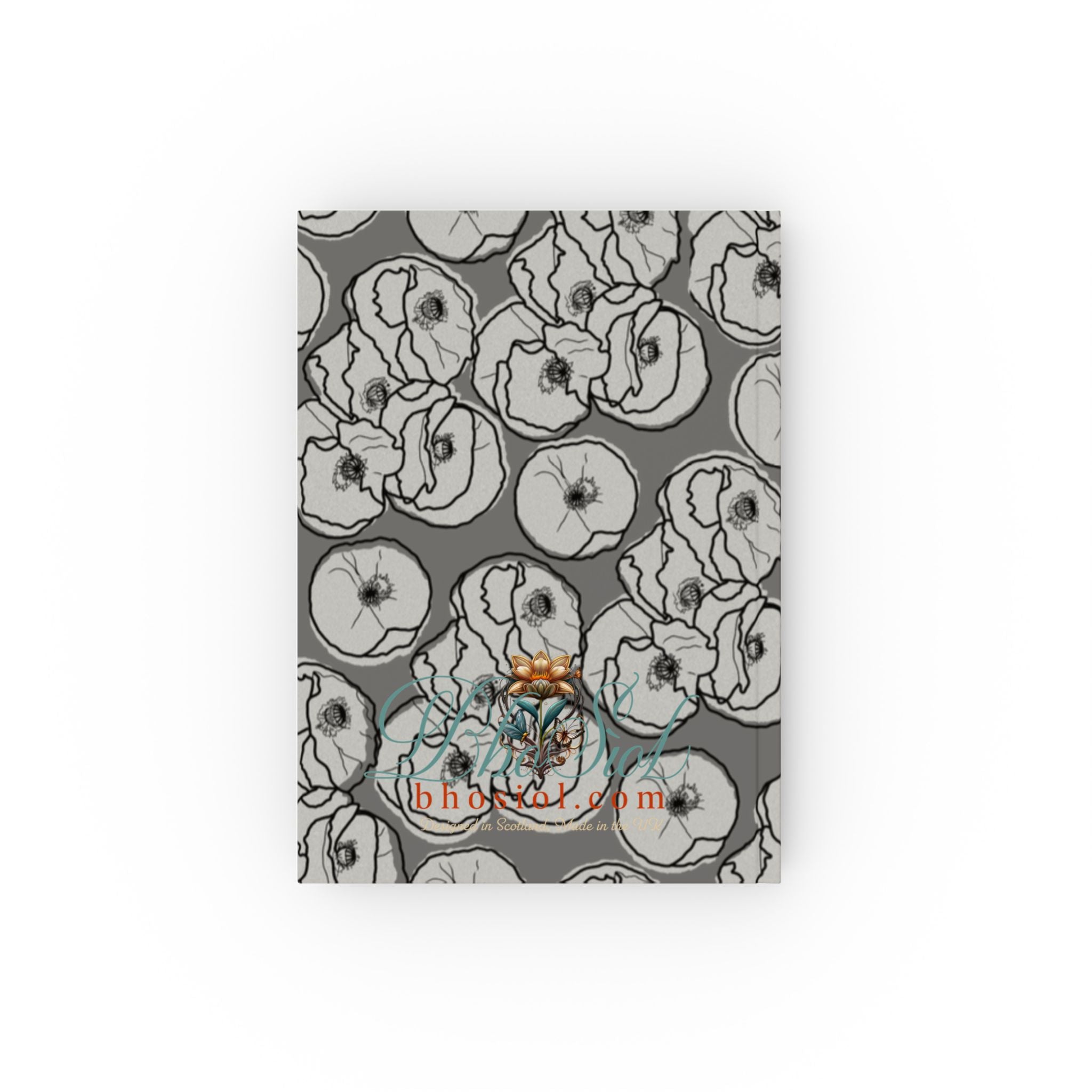 Grey Poppies: Hard Backed Notebook