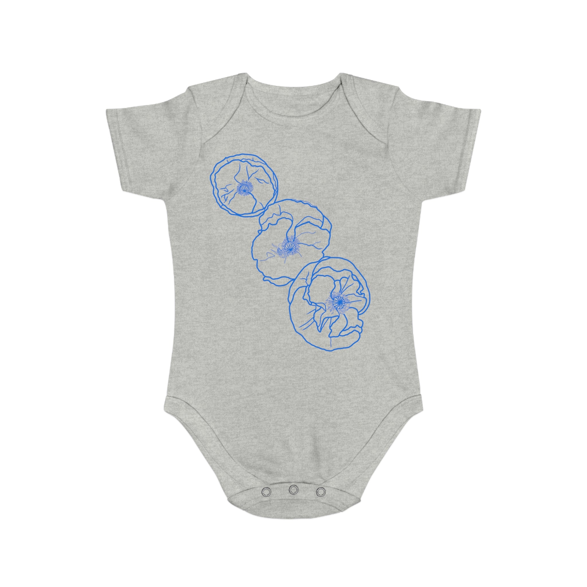 Blue Poppies: Short Sleeve Baby Bodysuit