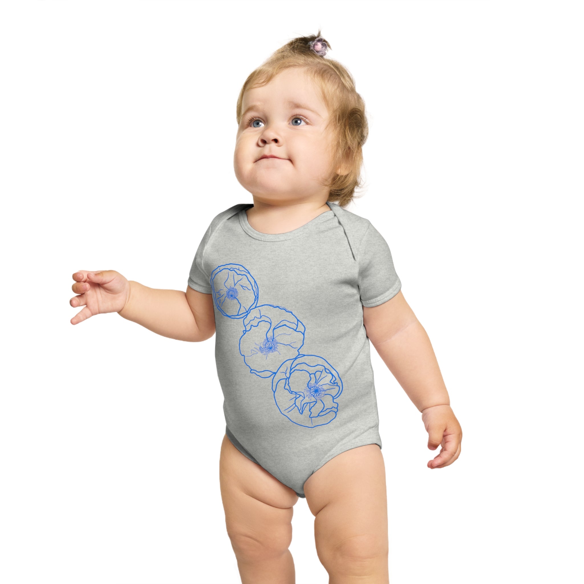 Blue Poppies: Short Sleeve Baby Bodysuit