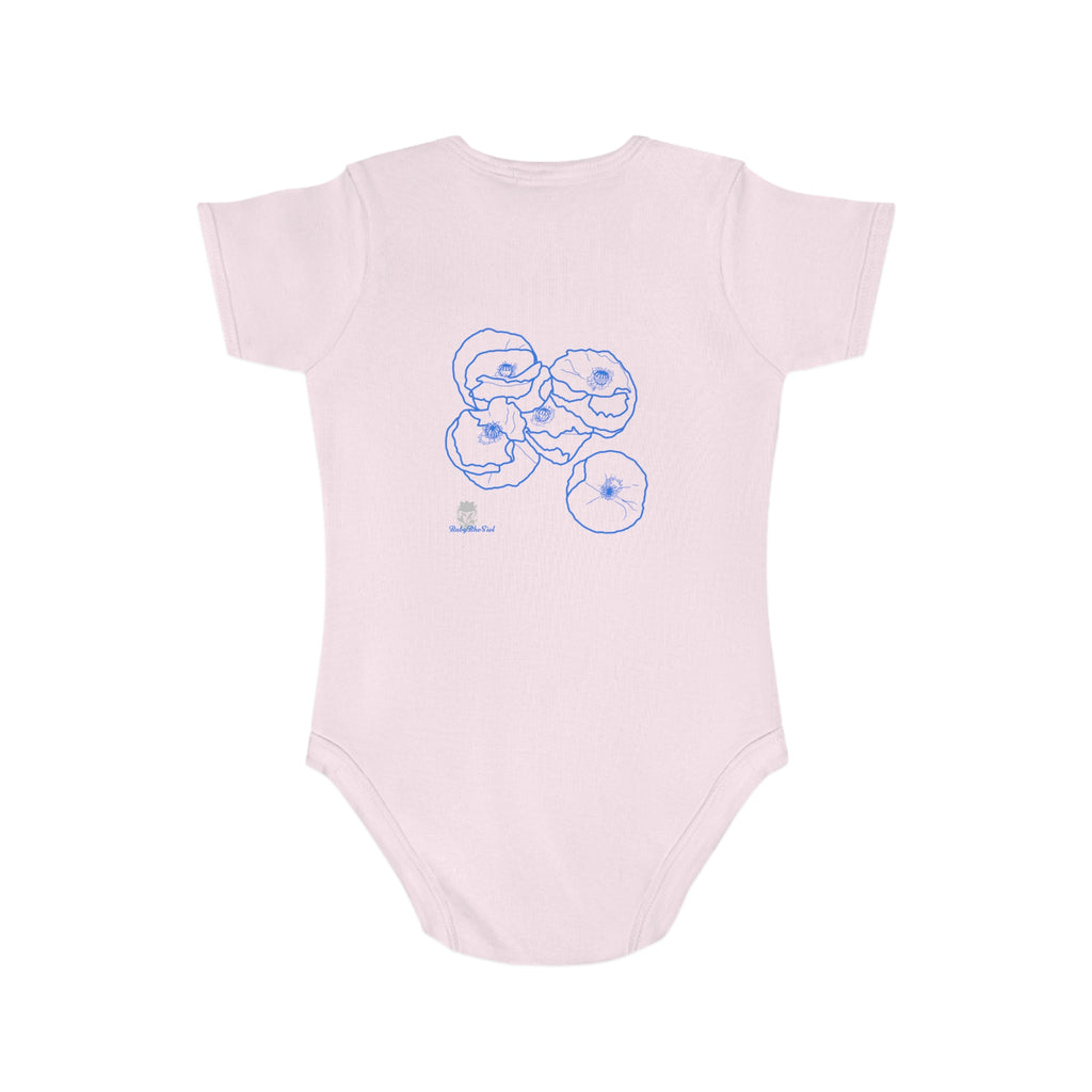 Blue Poppies: Short Sleeve Baby Bodysuit