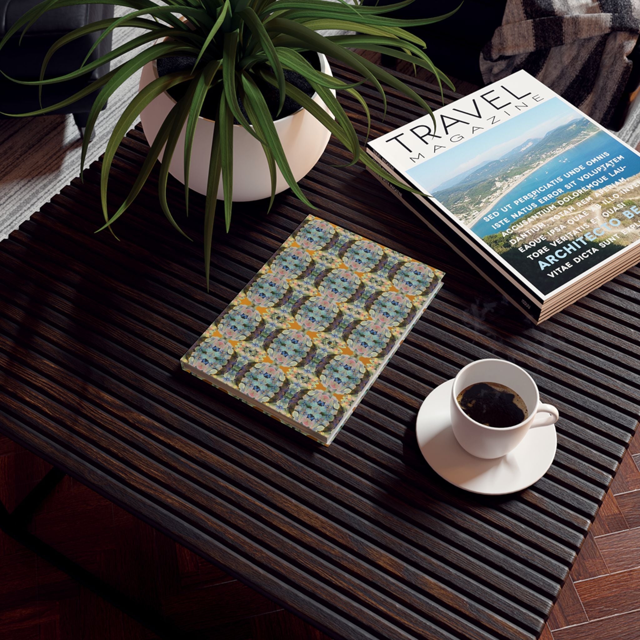 Tartan Hydrangeas Buide: Hard Backed Notebook