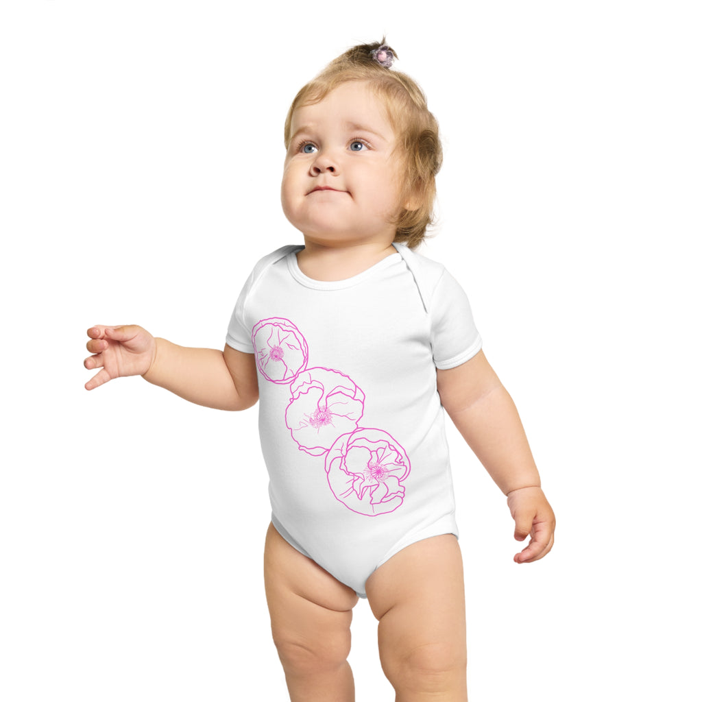 Pink Poppies: Short Sleeve Baby Bodysuit