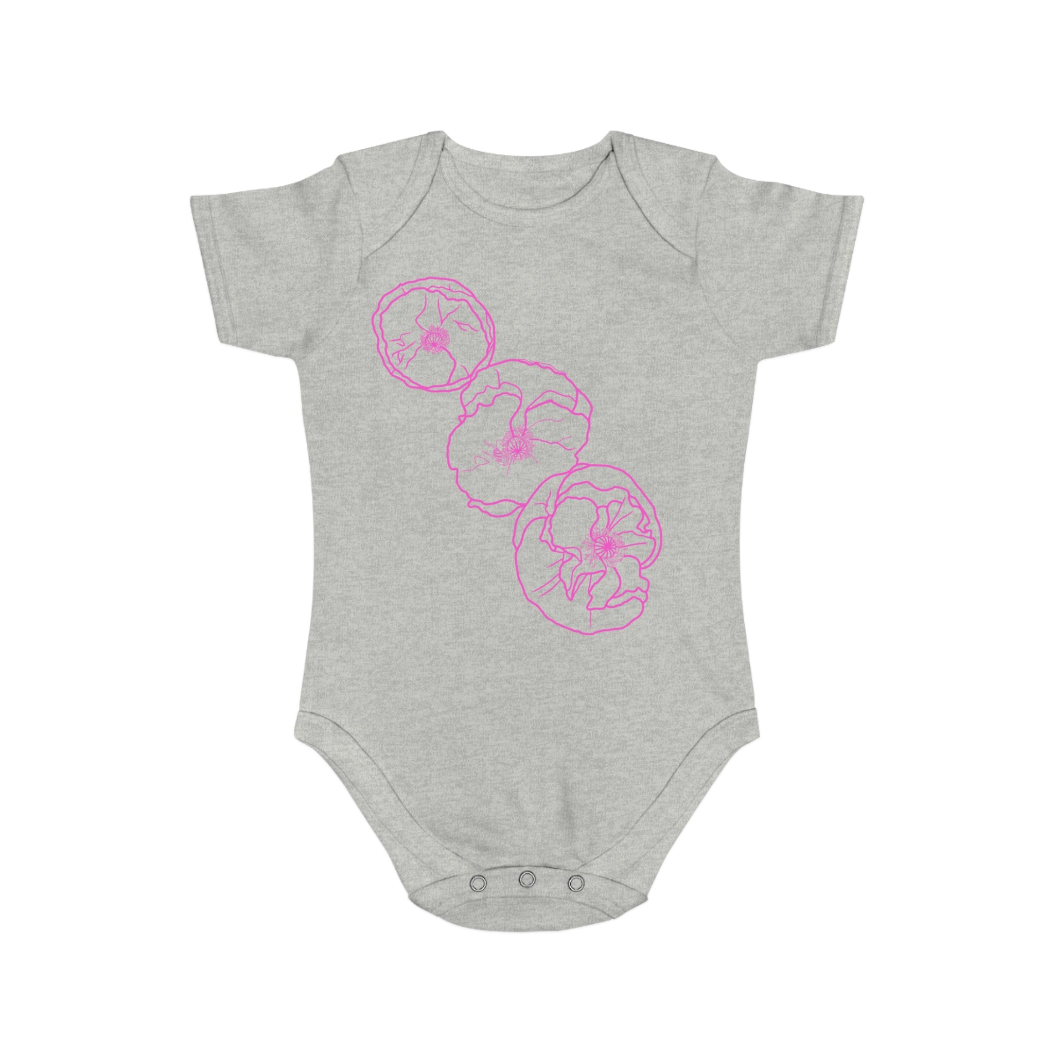 Pink Poppies: Short Sleeve Baby Bodysuit