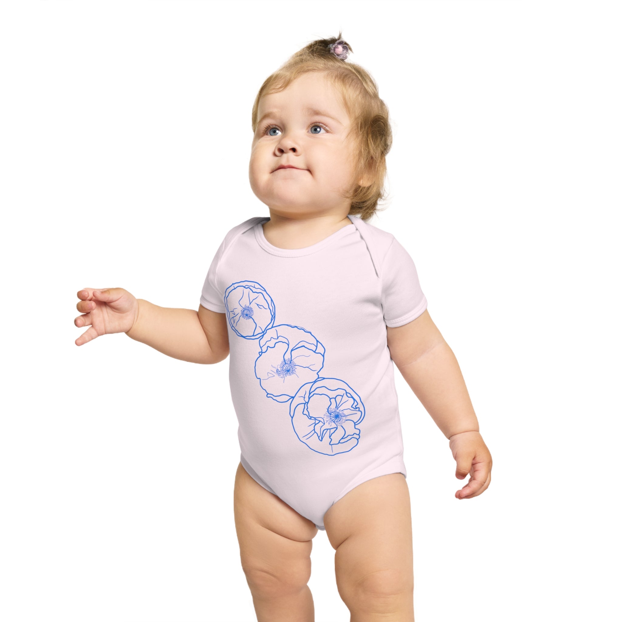 Blue Poppies: Short Sleeve Baby Bodysuit