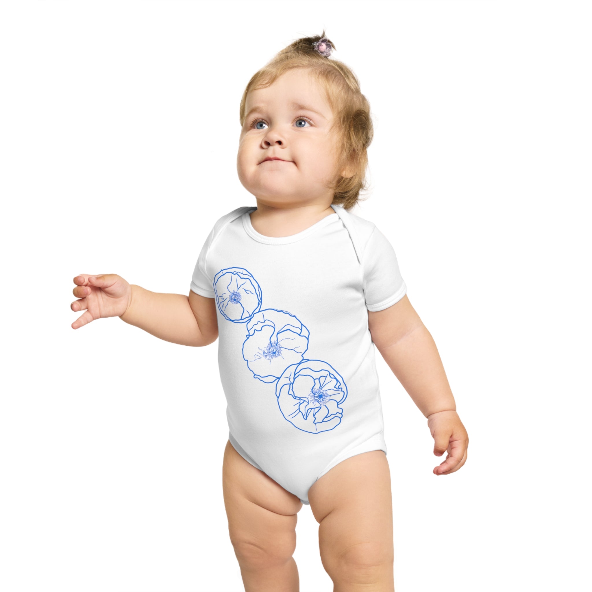 Blue Poppies: Short Sleeve Baby Bodysuit