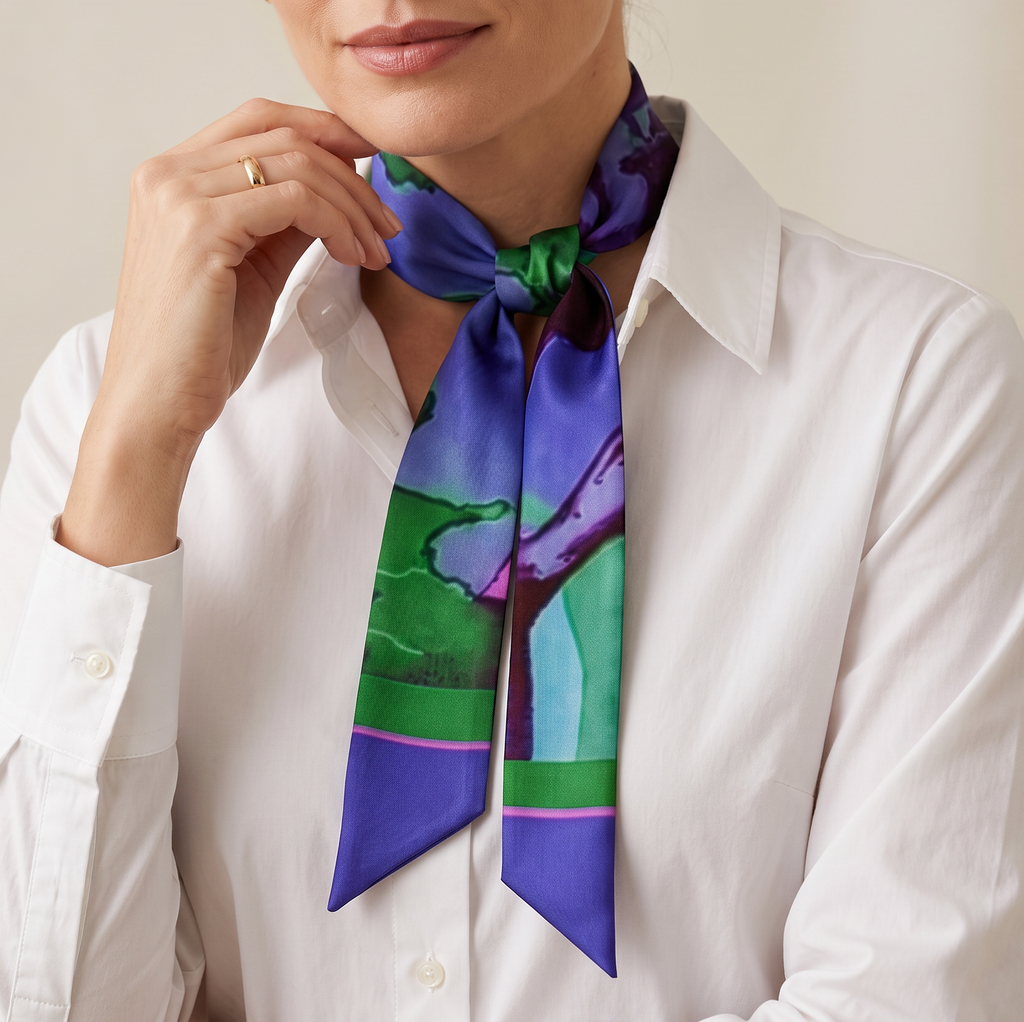 Navy Bloom: Twilly Scarf