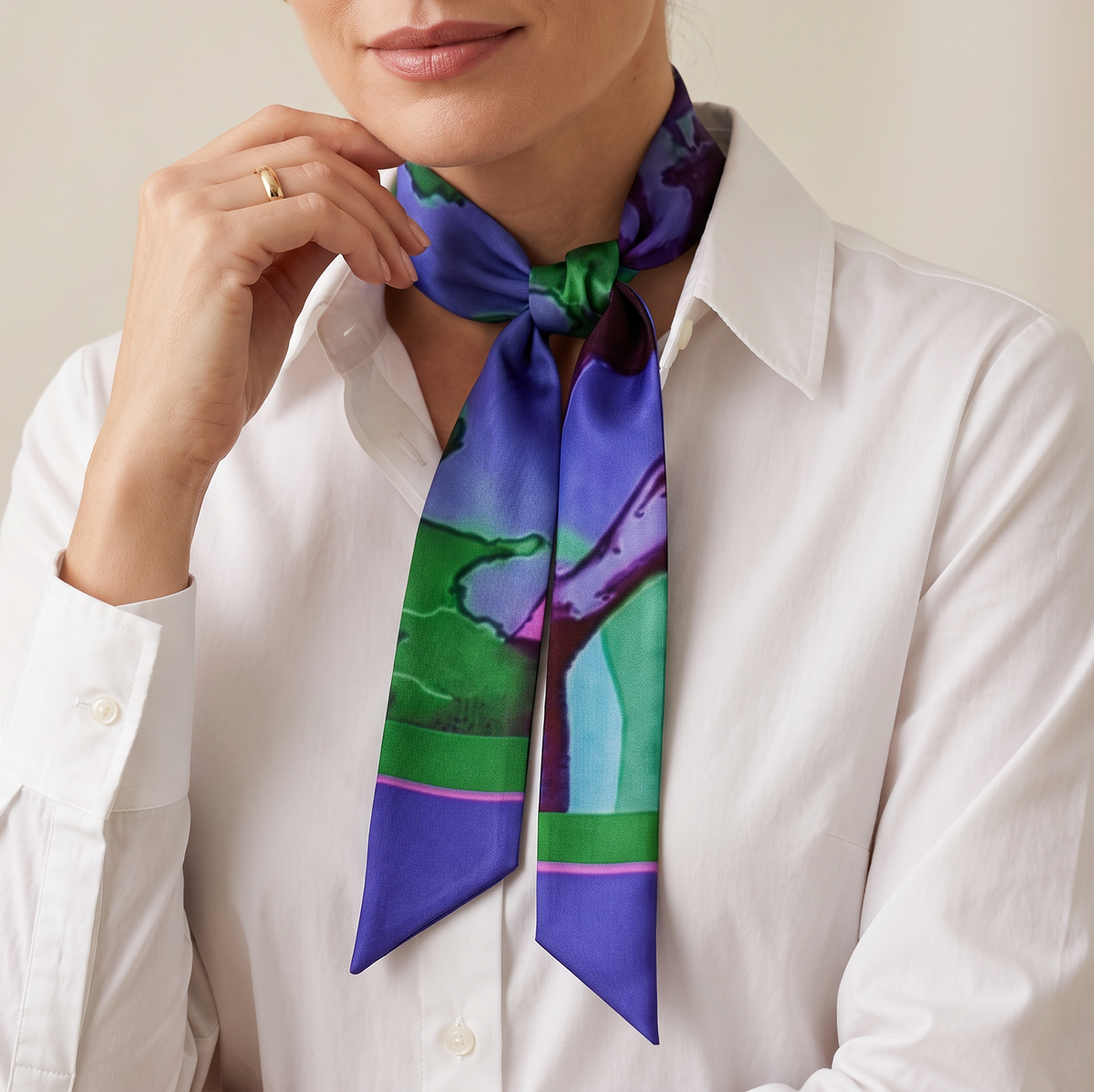Navy Bloom: Twilly Scarf