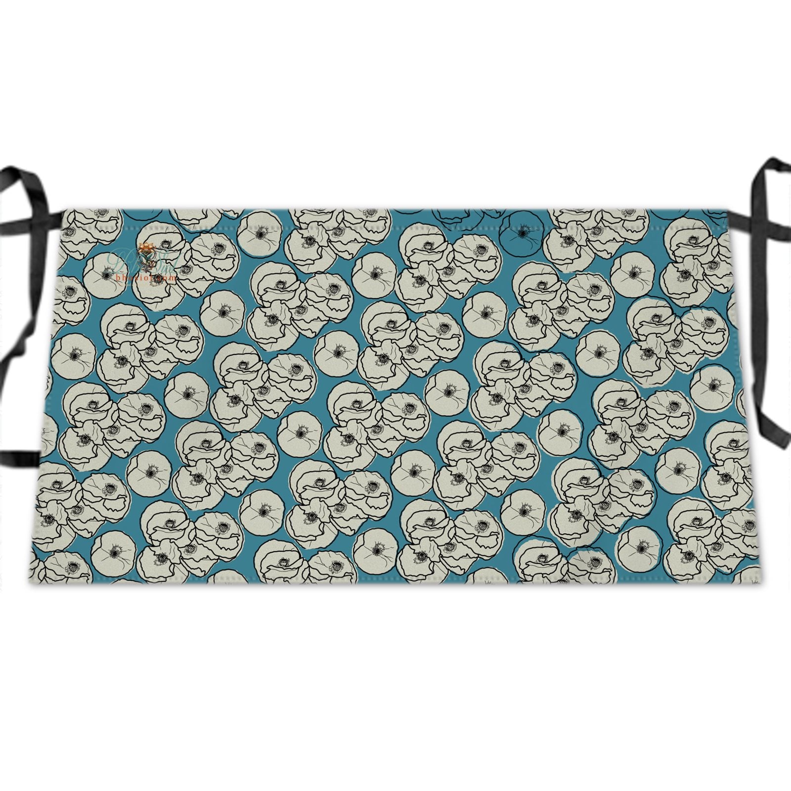 Waist Apron: Teal Poppies