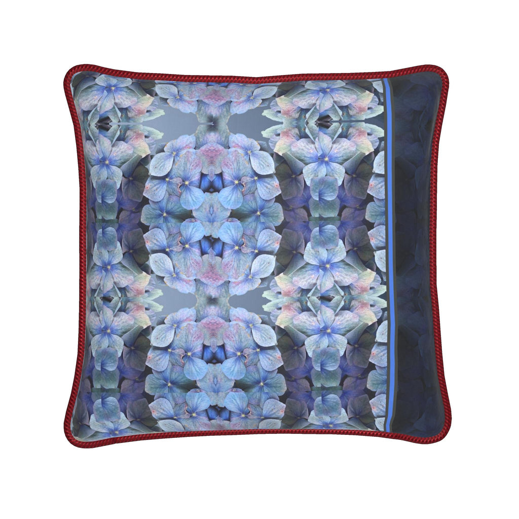 Tartan Hydrangea Gorm: Silk Cushions