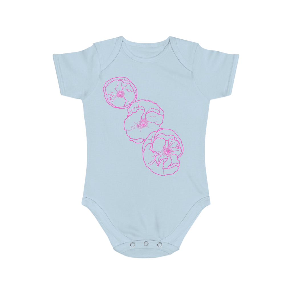 Pink Poppies: Short Sleeve Baby Bodysuit