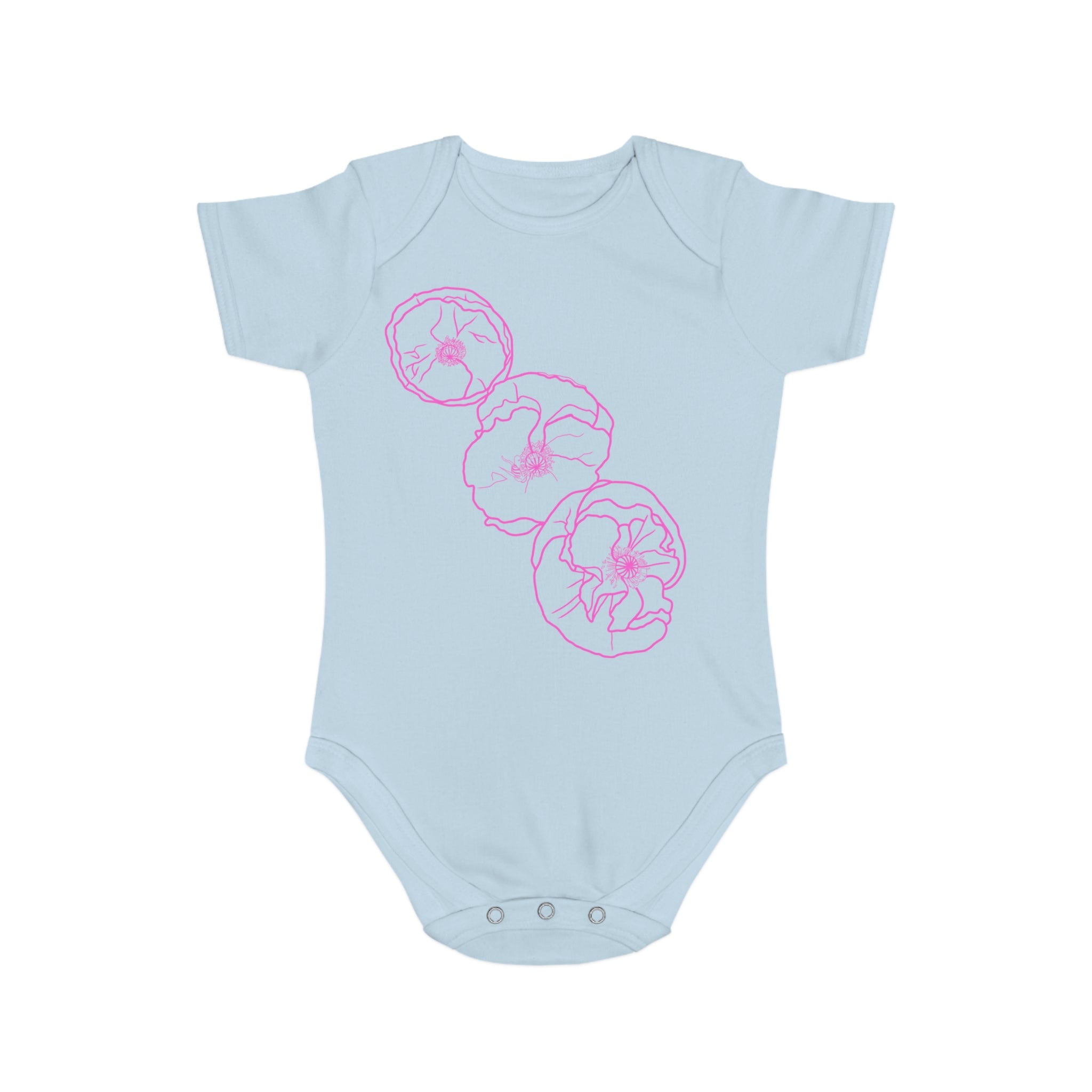 Pink Poppies: Short Sleeve Baby Bodysuit