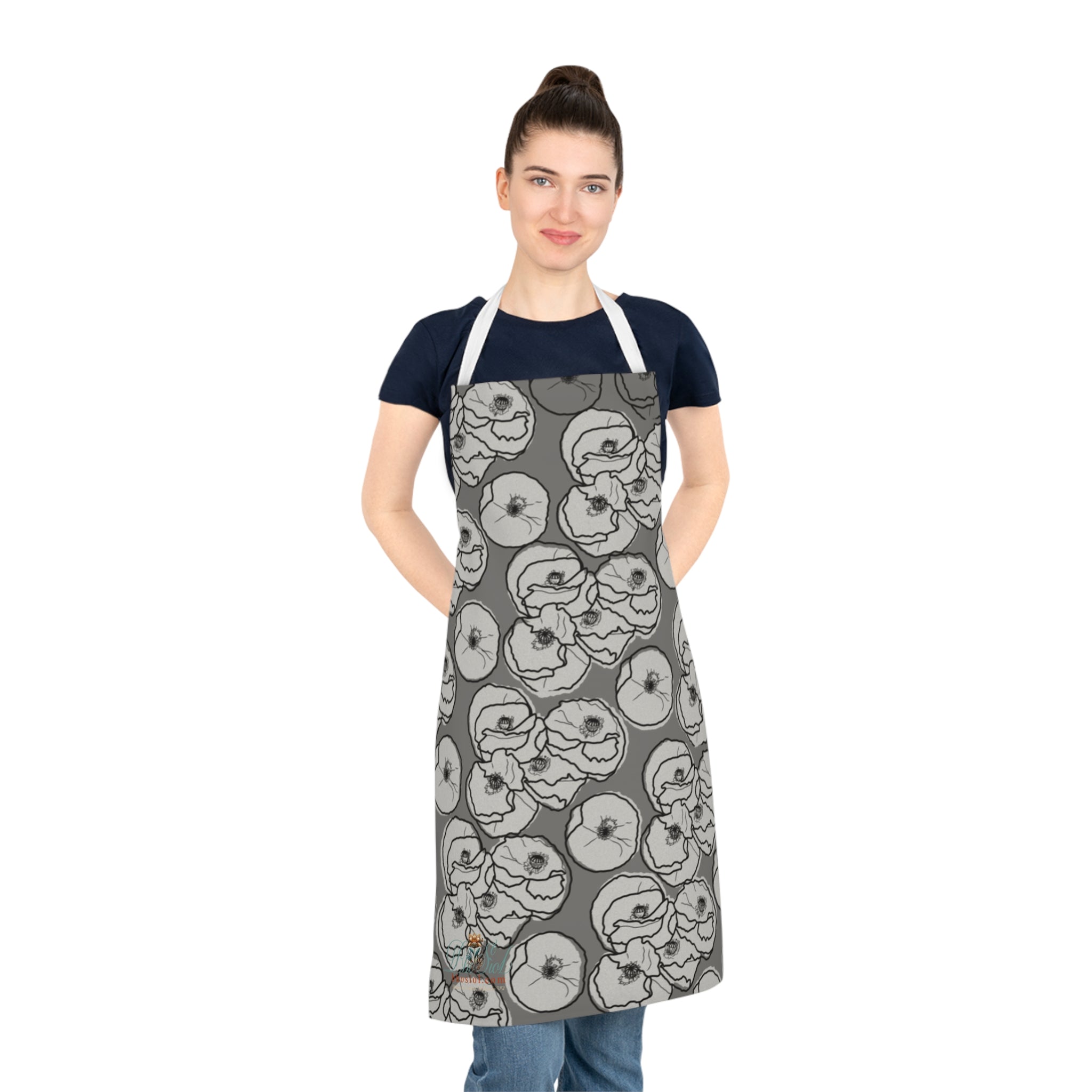 Grey Poppies: Adult Apron