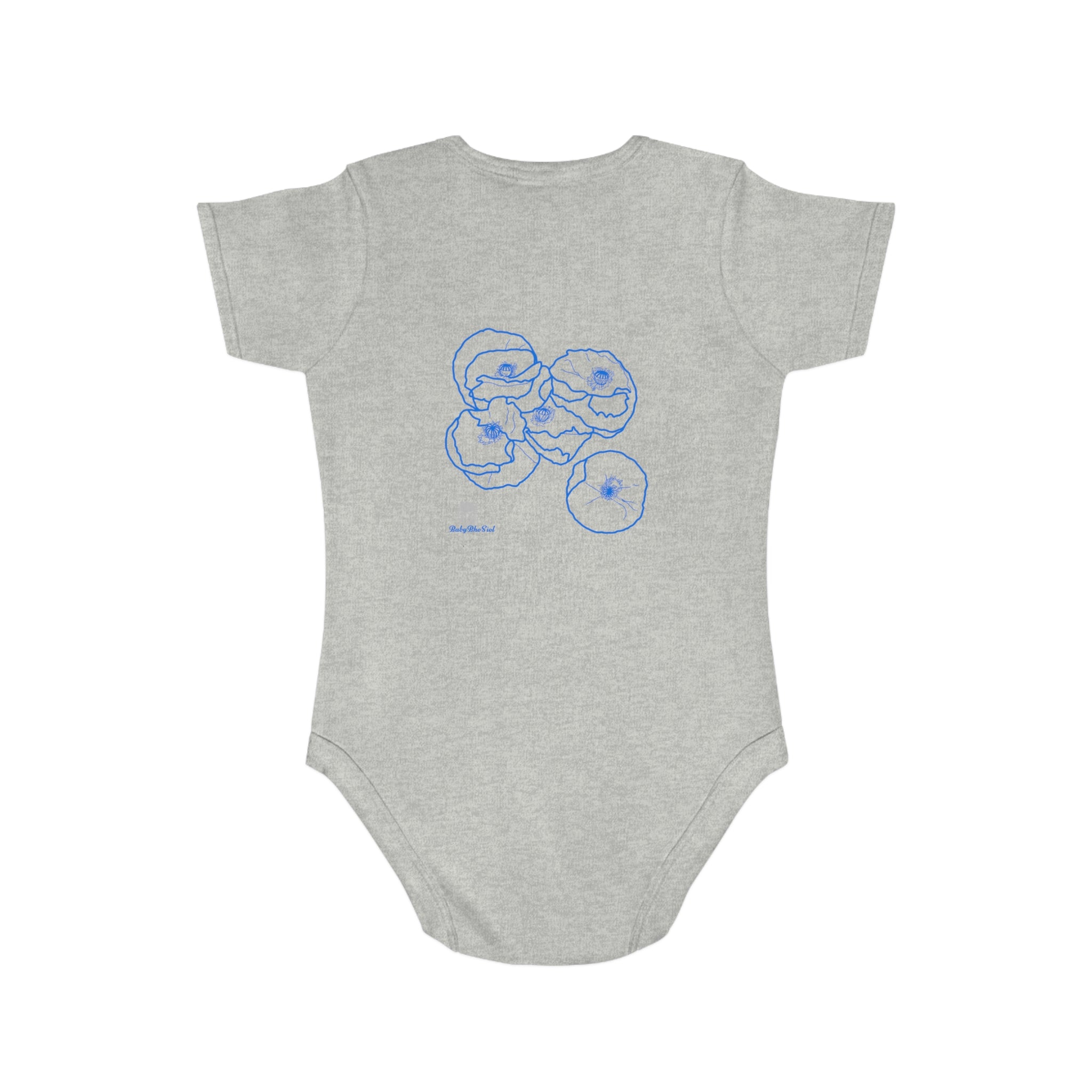 Blue Poppies: Short Sleeve Baby Bodysuit