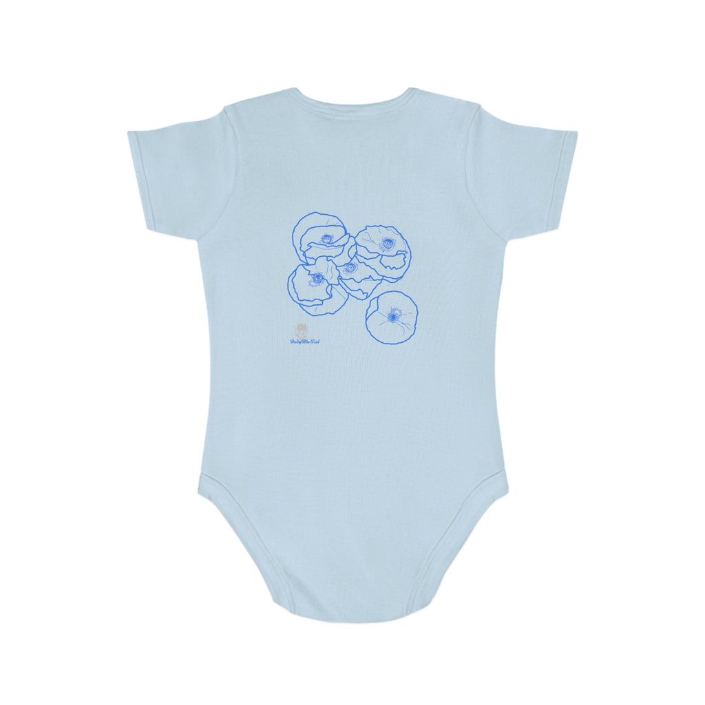 Blue Poppies: Short Sleeve Baby Bodysuit