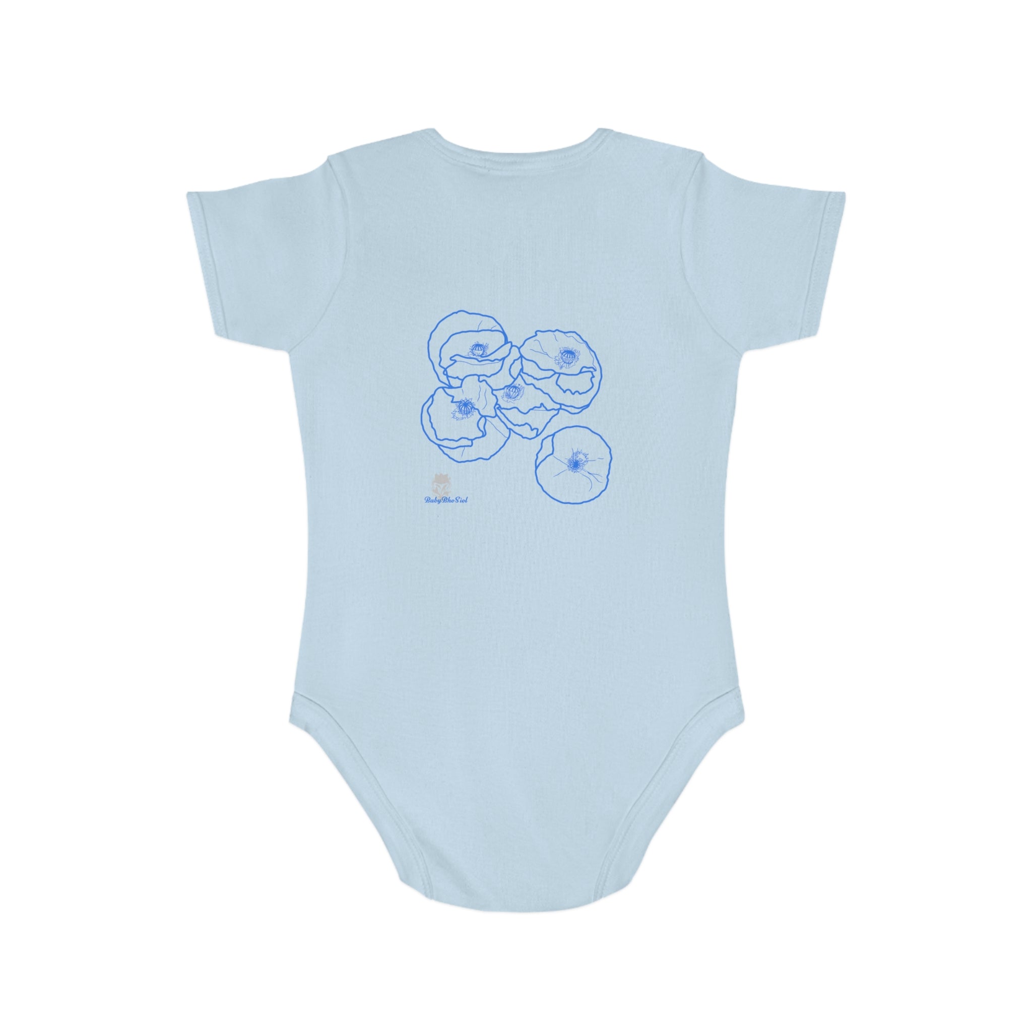 Blue Poppies: Short Sleeve Baby Bodysuit