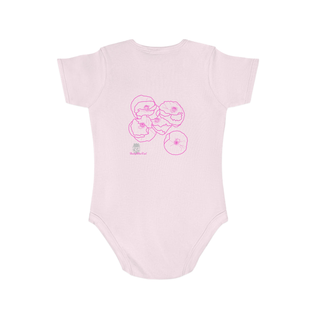 Pink Poppies: Short Sleeve Baby Bodysuit