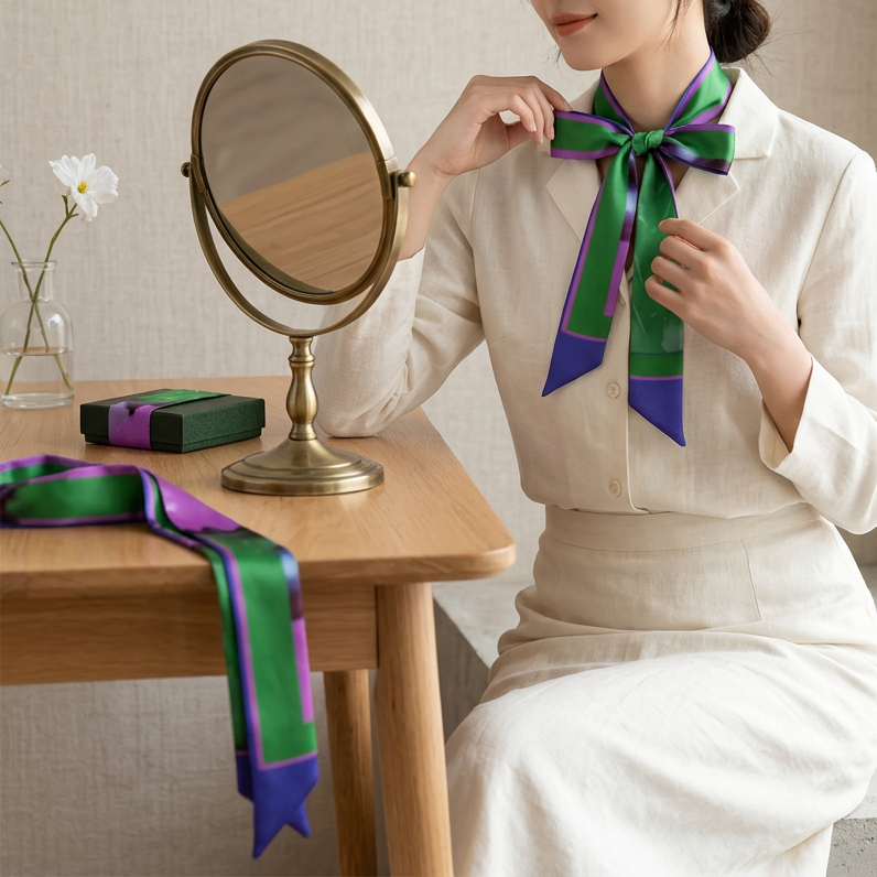 Navy Bloom: Skinny Scarf