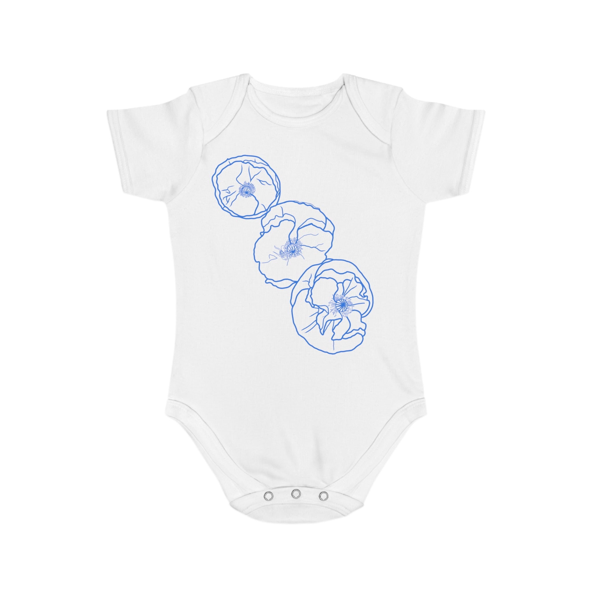 Blue Poppies: Short Sleeve Baby Bodysuit