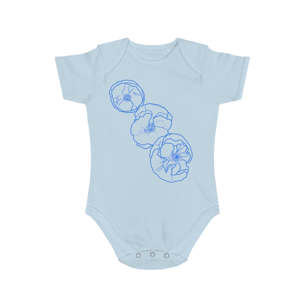 Blue Poppies: Short Sleeve Baby Bodysuit