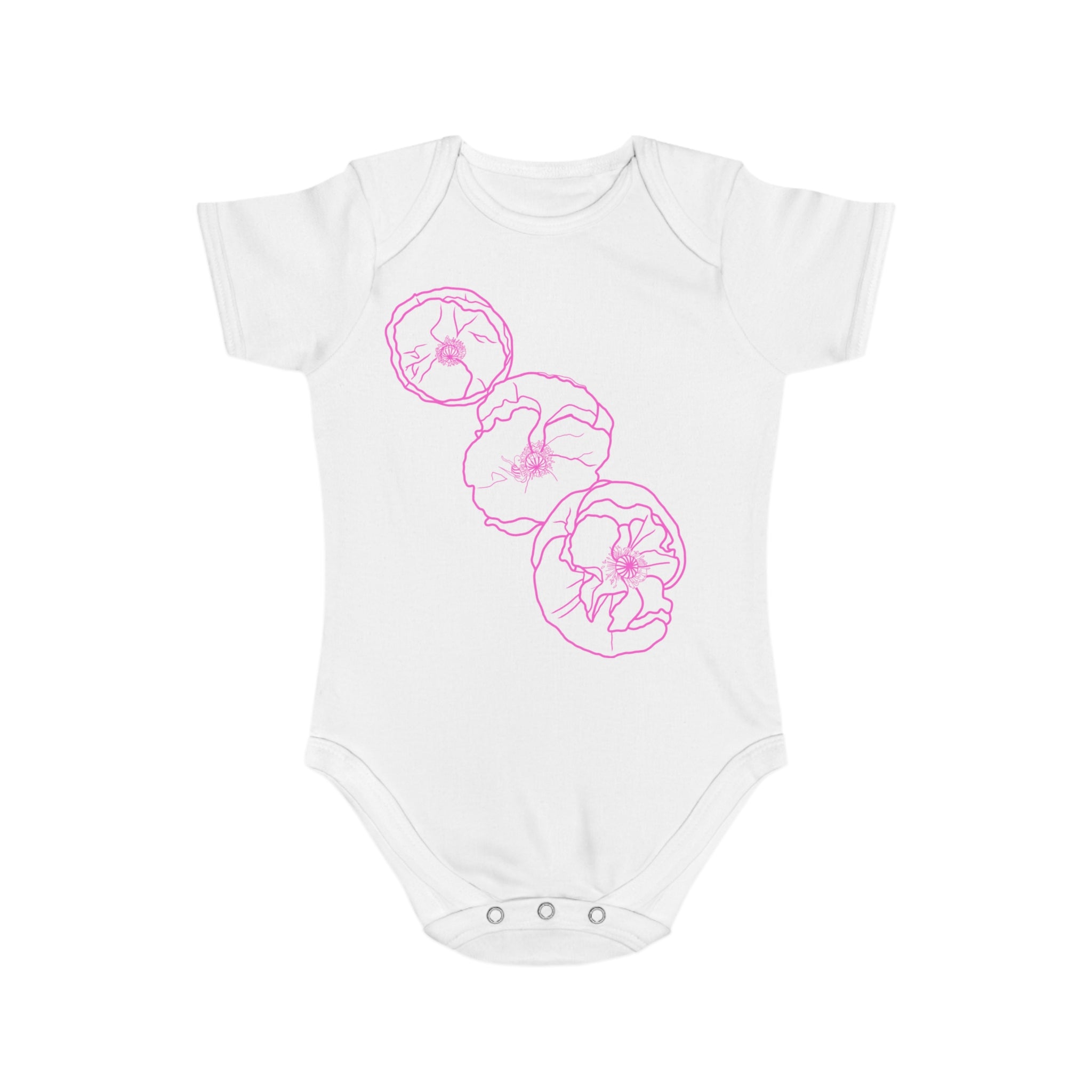 Pink Poppies: Short Sleeve Baby Bodysuit