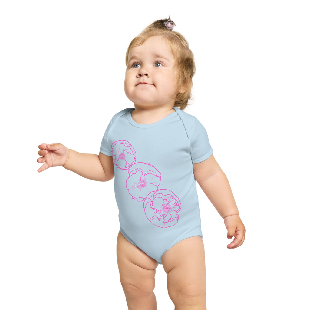 Pink Poppies: Short Sleeve Baby Bodysuit