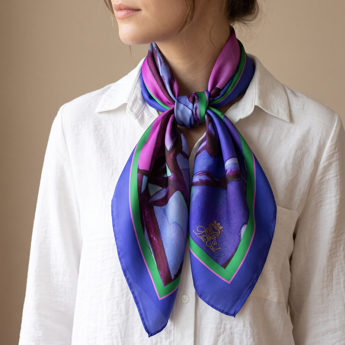 Navy Bloom: Square Scarf