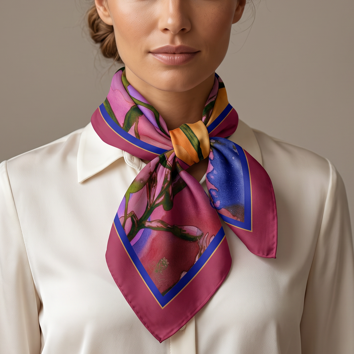 Magenta Bloom: Square Scarf