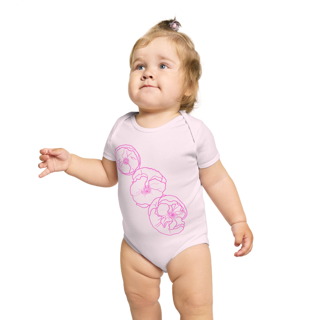 Pink Poppies: Short Sleeve Baby Bodysuit