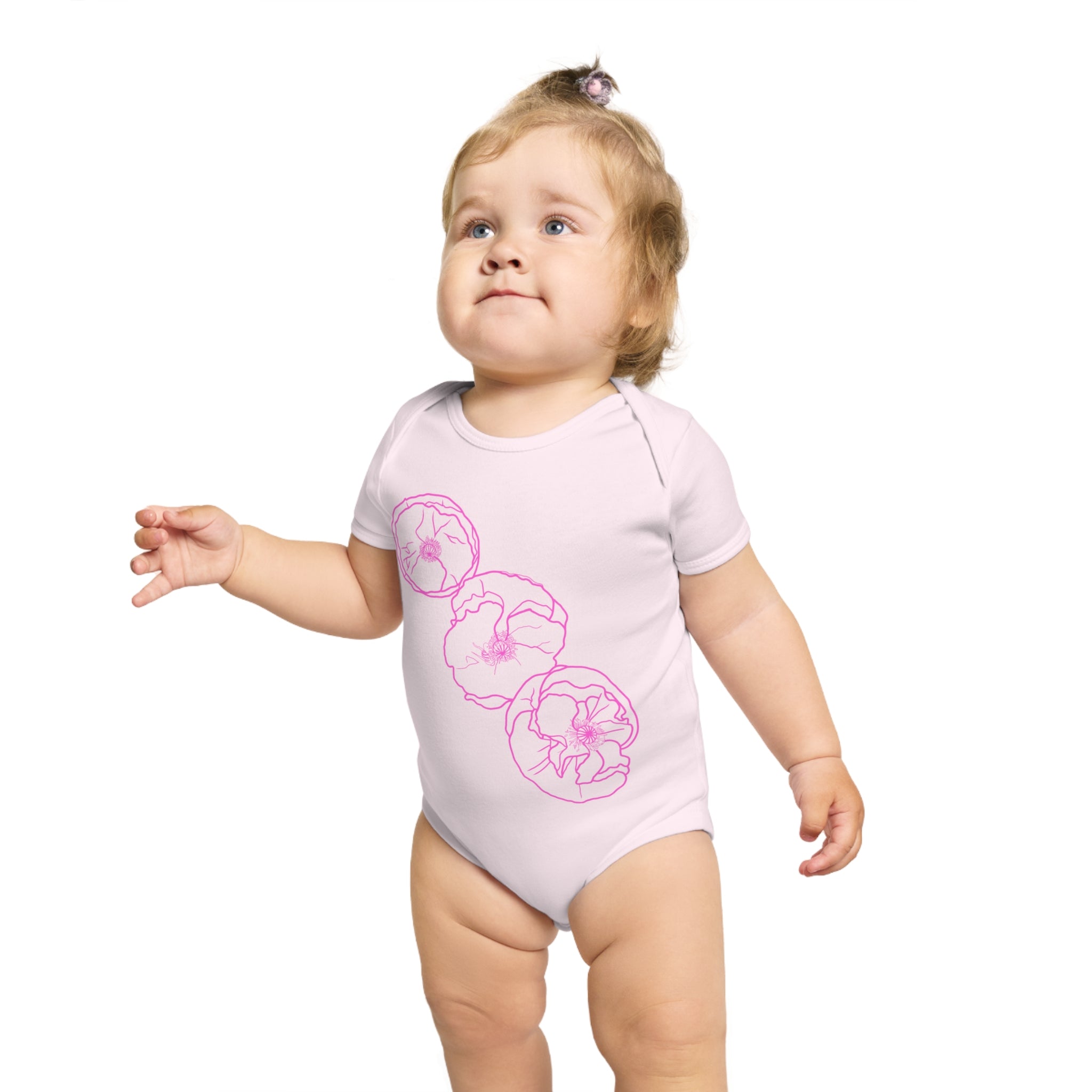 Pink Poppies: Short Sleeve Baby Bodysuit