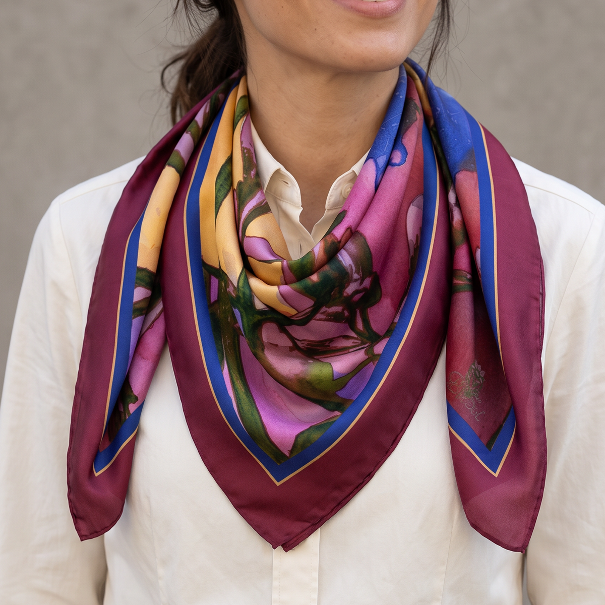 Magenta Bloom: Square Scarf