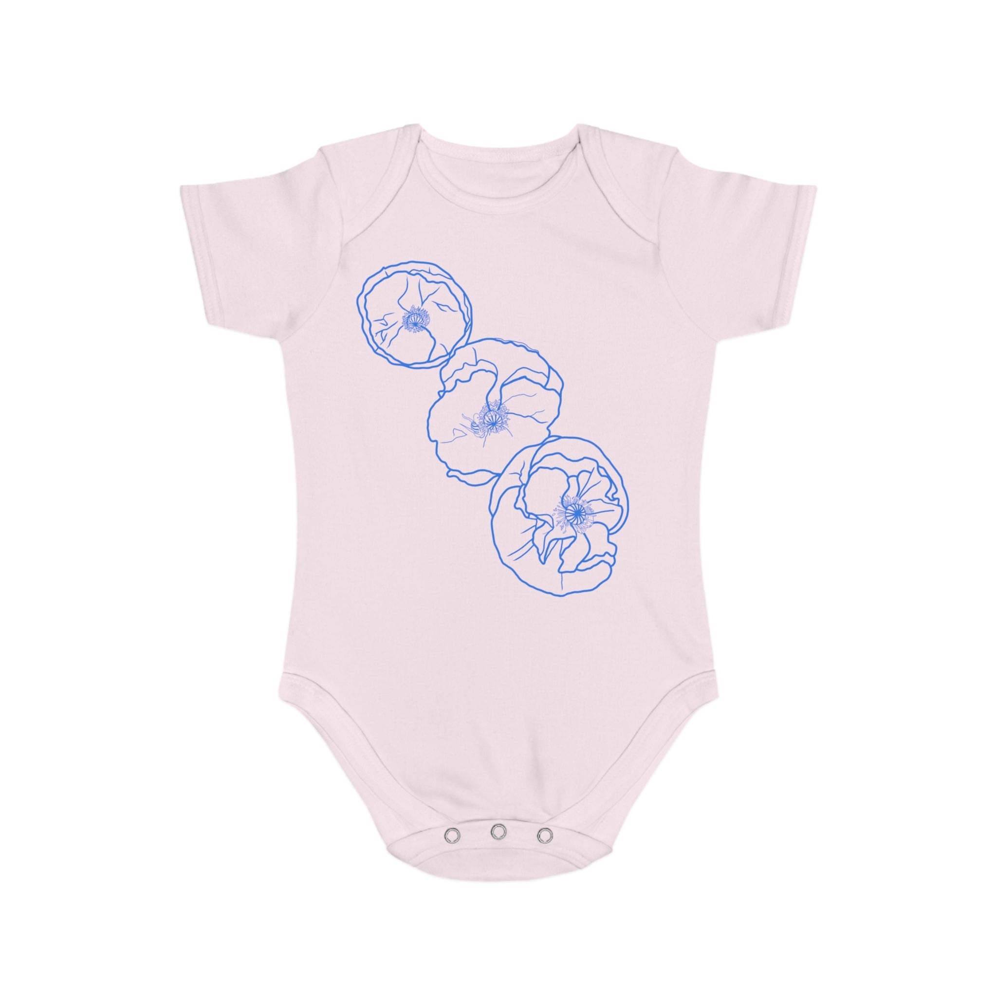 Blue Poppies: Short Sleeve Baby Bodysuit