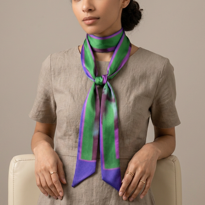 Navy Bloom: Skinny Scarf