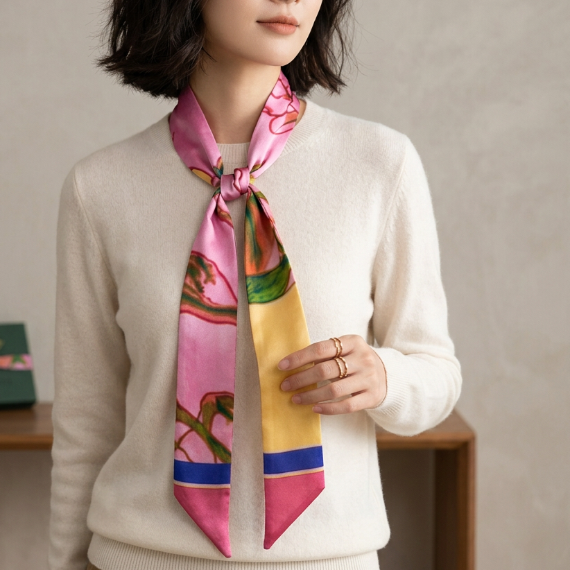 Magenta Bloom: Skinny Scarf