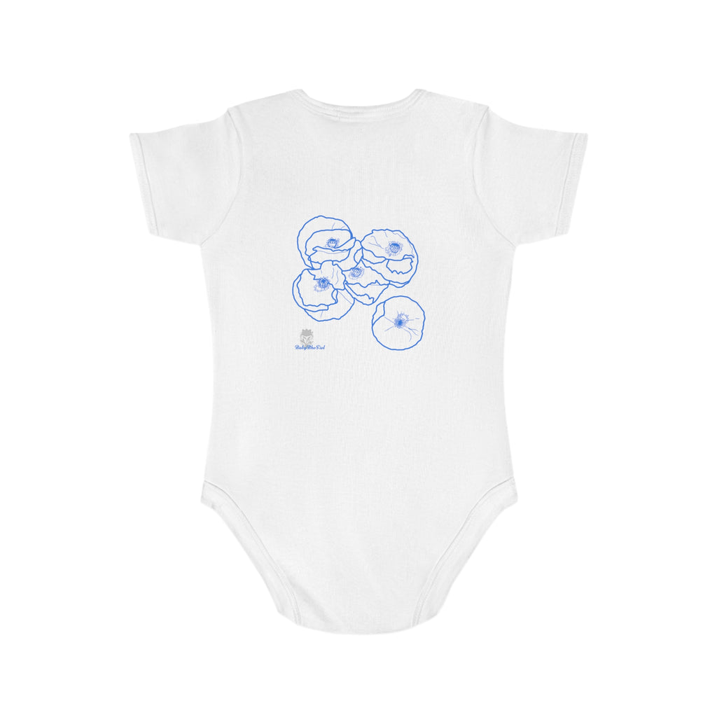 Blue Poppies: Short Sleeve Baby Bodysuit