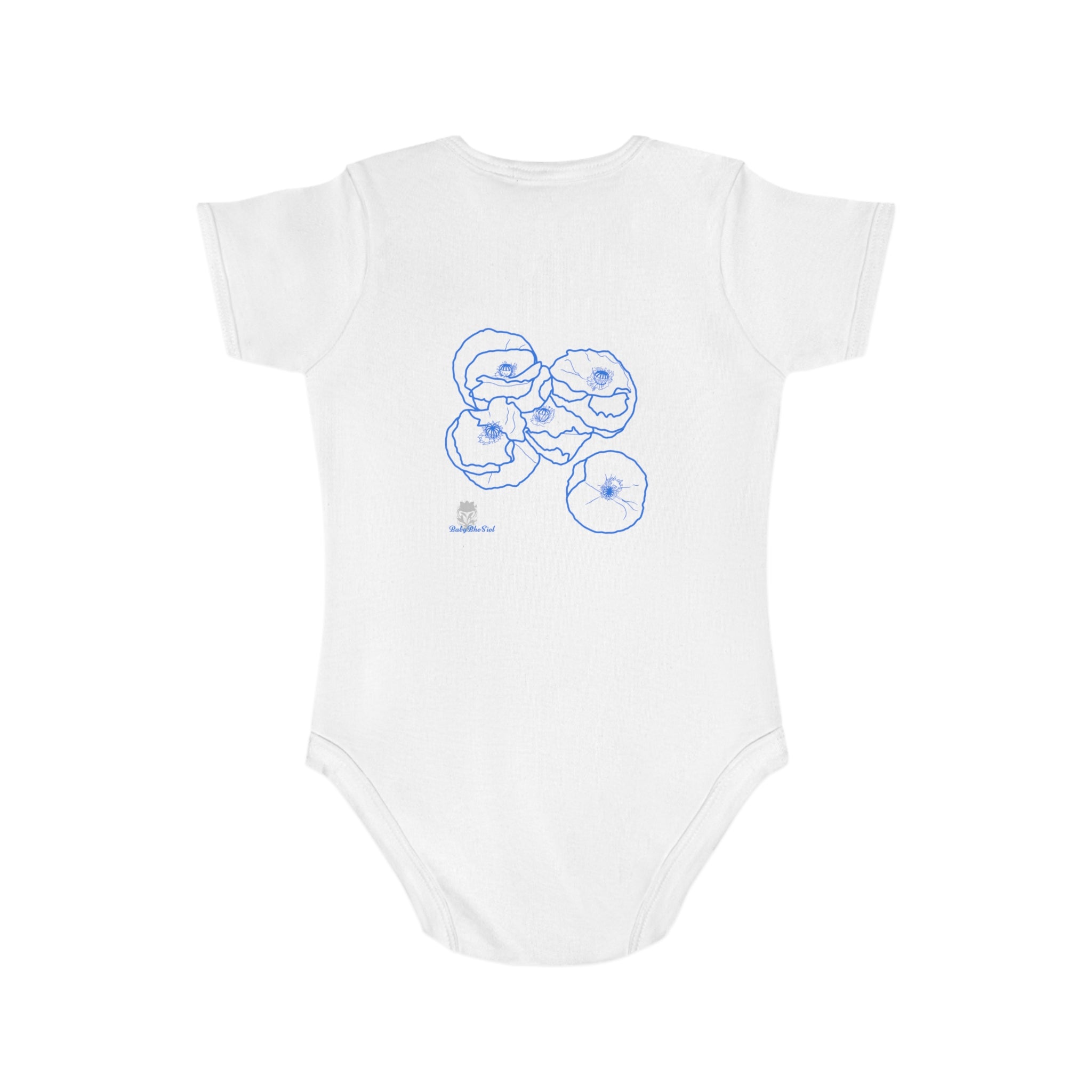 Blue Poppies: Short Sleeve Baby Bodysuit