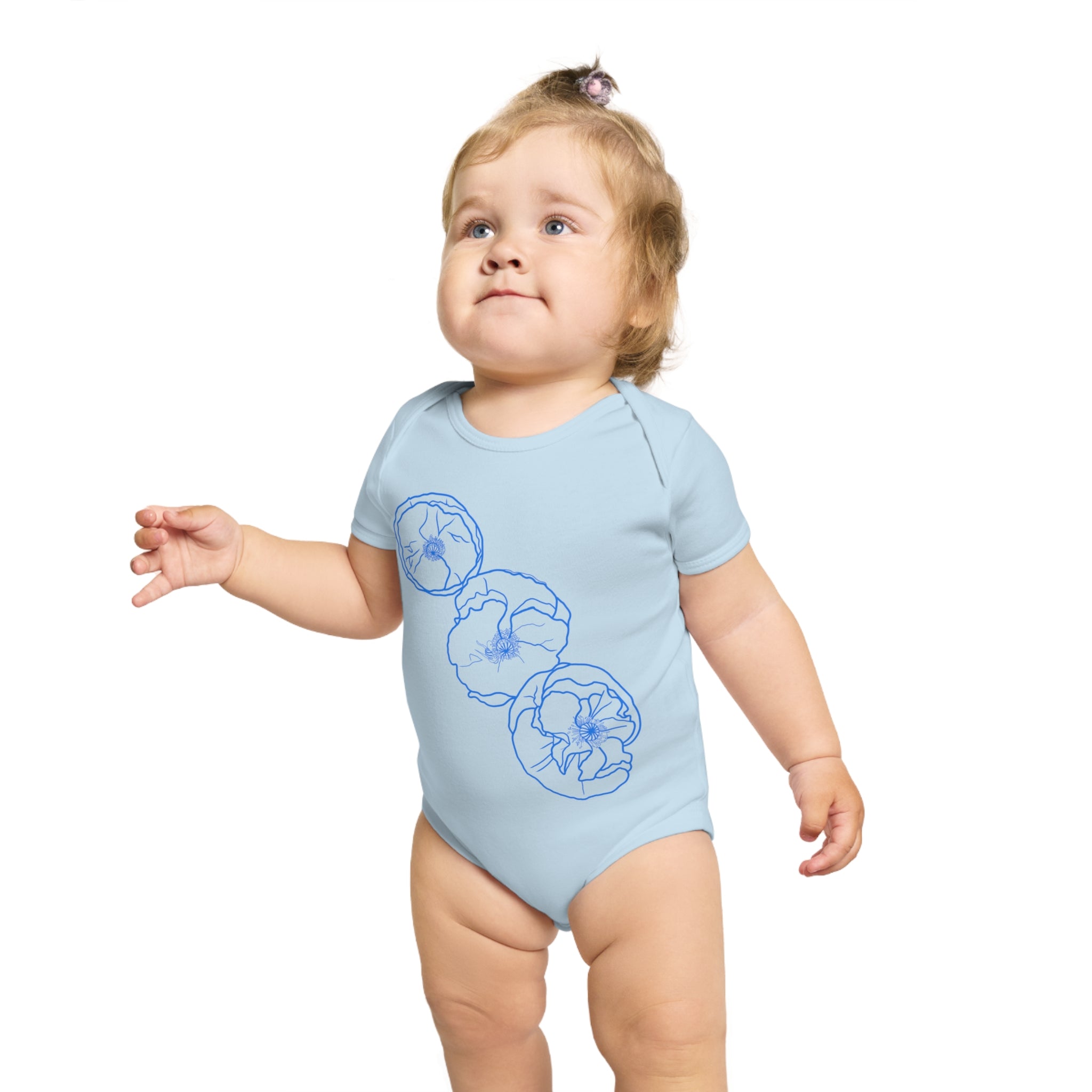 Blue Poppies: Short Sleeve Baby Bodysuit