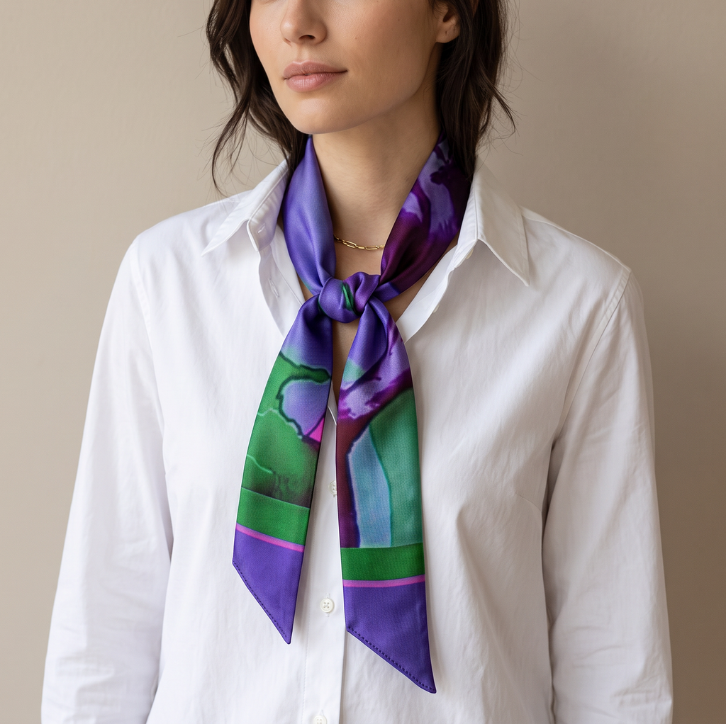 Navy Bloom: Twilly Scarf
