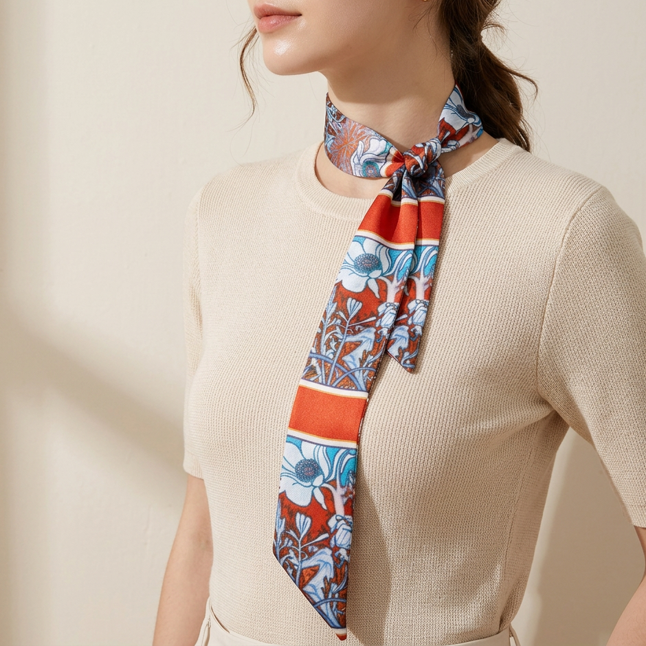 Nouveau Red: Skinny Scarf