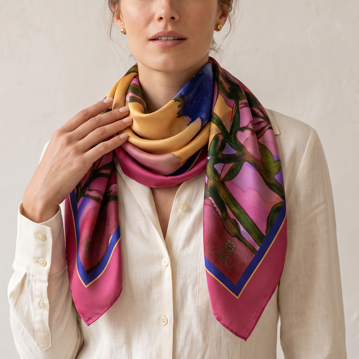 Magenta Bloom: Square Scarf