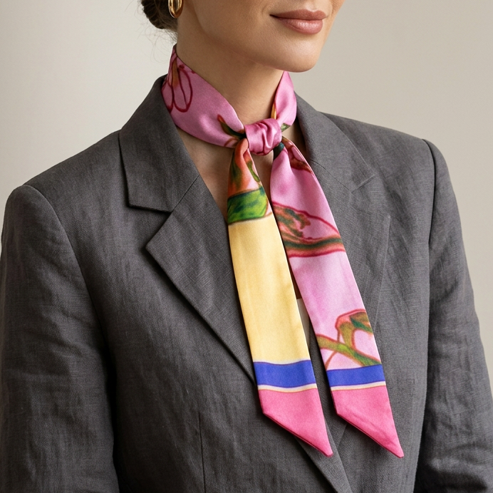Magenta Bloom: Skinny Scarf