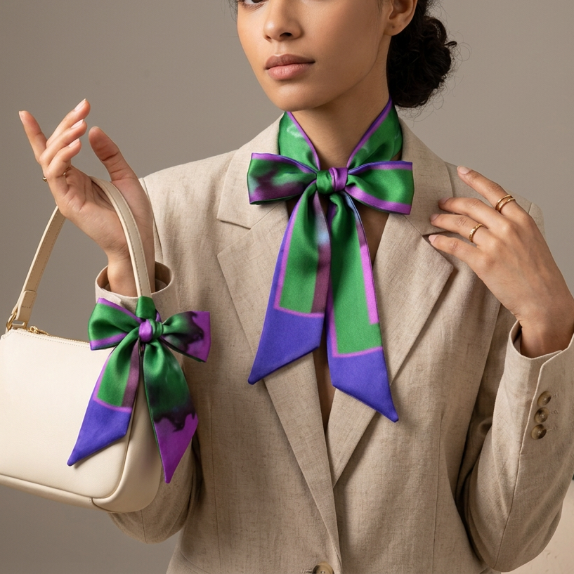 Navy Bloom: Skinny Scarf